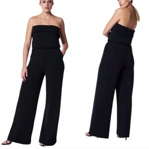 SPANX Air Essentials Black Strapless Jumpsuit Size L